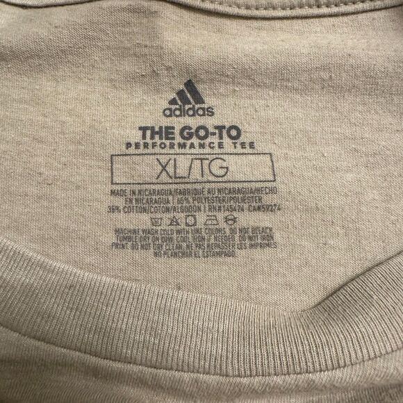 Adidas Men's Tan/Red Climate Perfrmance Tee Logo Short Sleeve T-Shirt Size XL - Picture 5 of 5